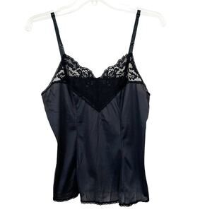 Vintage Vassarette Black Slip Tank Top Sz M
